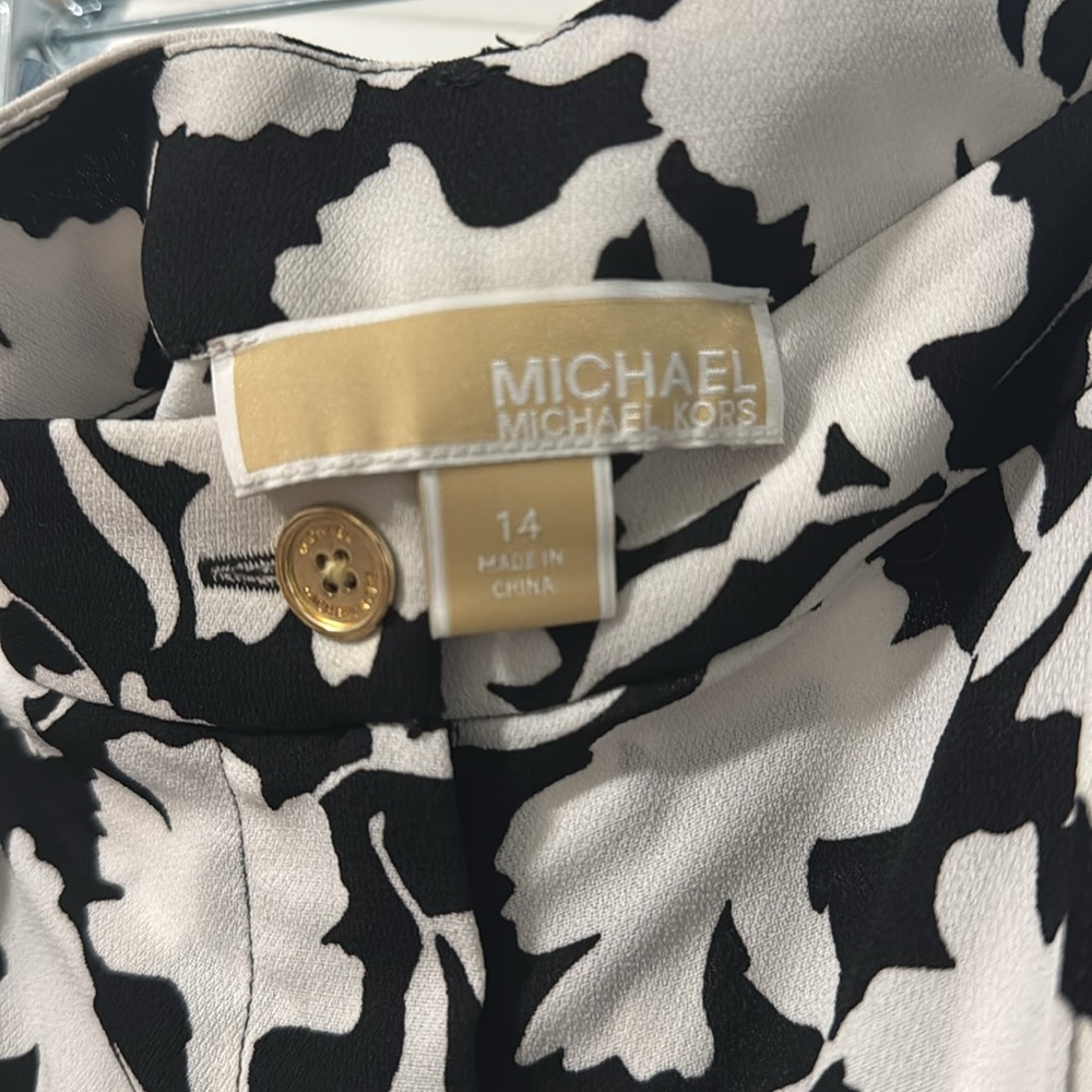 Michael Kors Black and White Wide Leg Pant - Picture 3 of 4